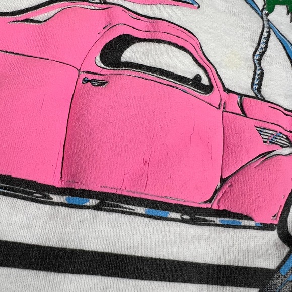 VTG Cruisin' With Christ T Shirt Fits S Pink Hot Rod Car SoCal Jesus 90s USA - Picture 5 of 9